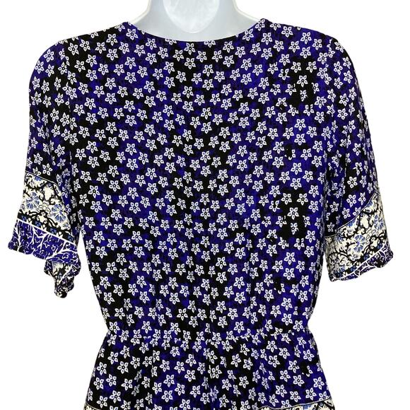 Lovers & Friends Floral Blue Surplice Isabelle Romper Pockets Flowy Size XS - Picture 10 of 16